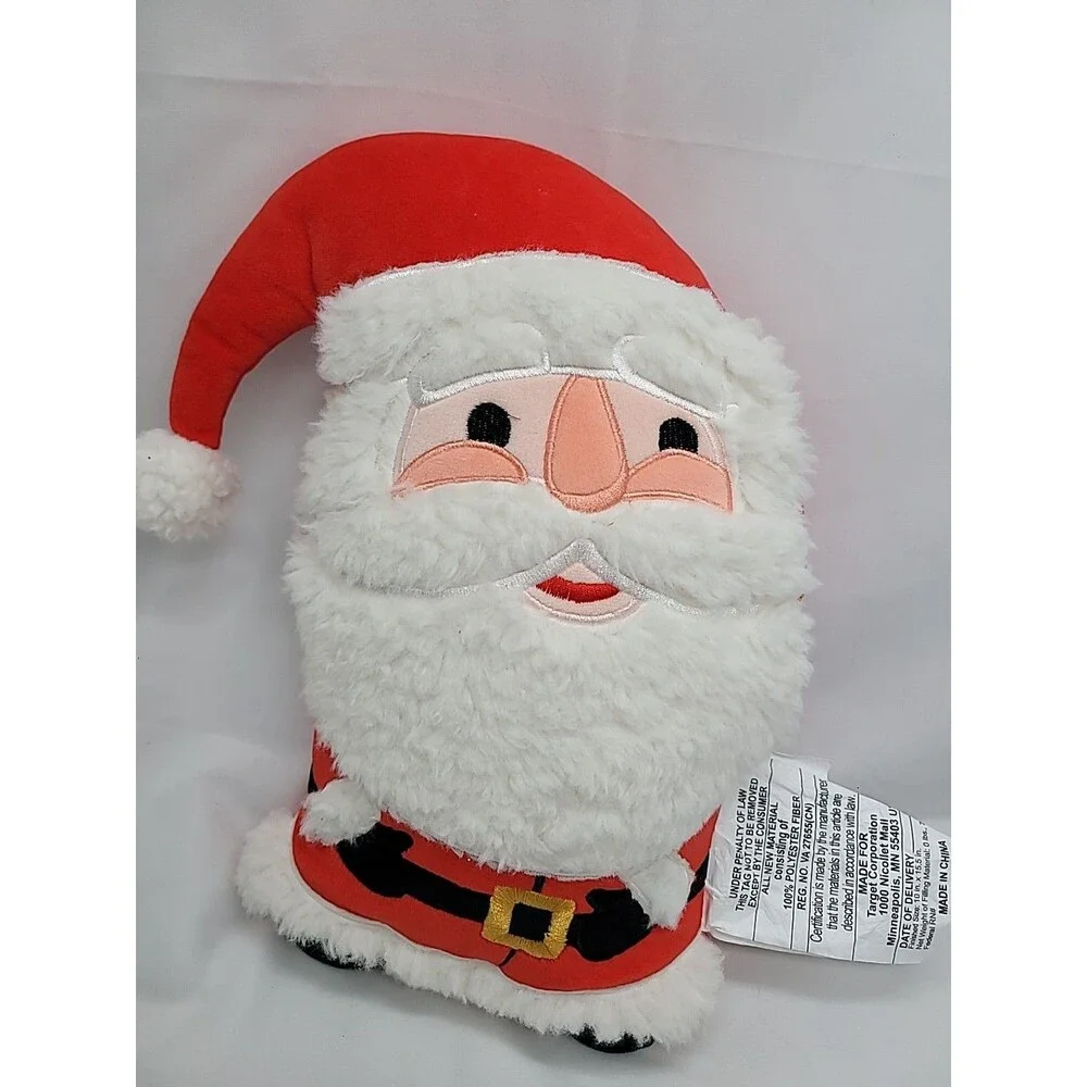 Christmas Shaped Santa Faux Shearling Throw Pillow Red/white Wondershop 15